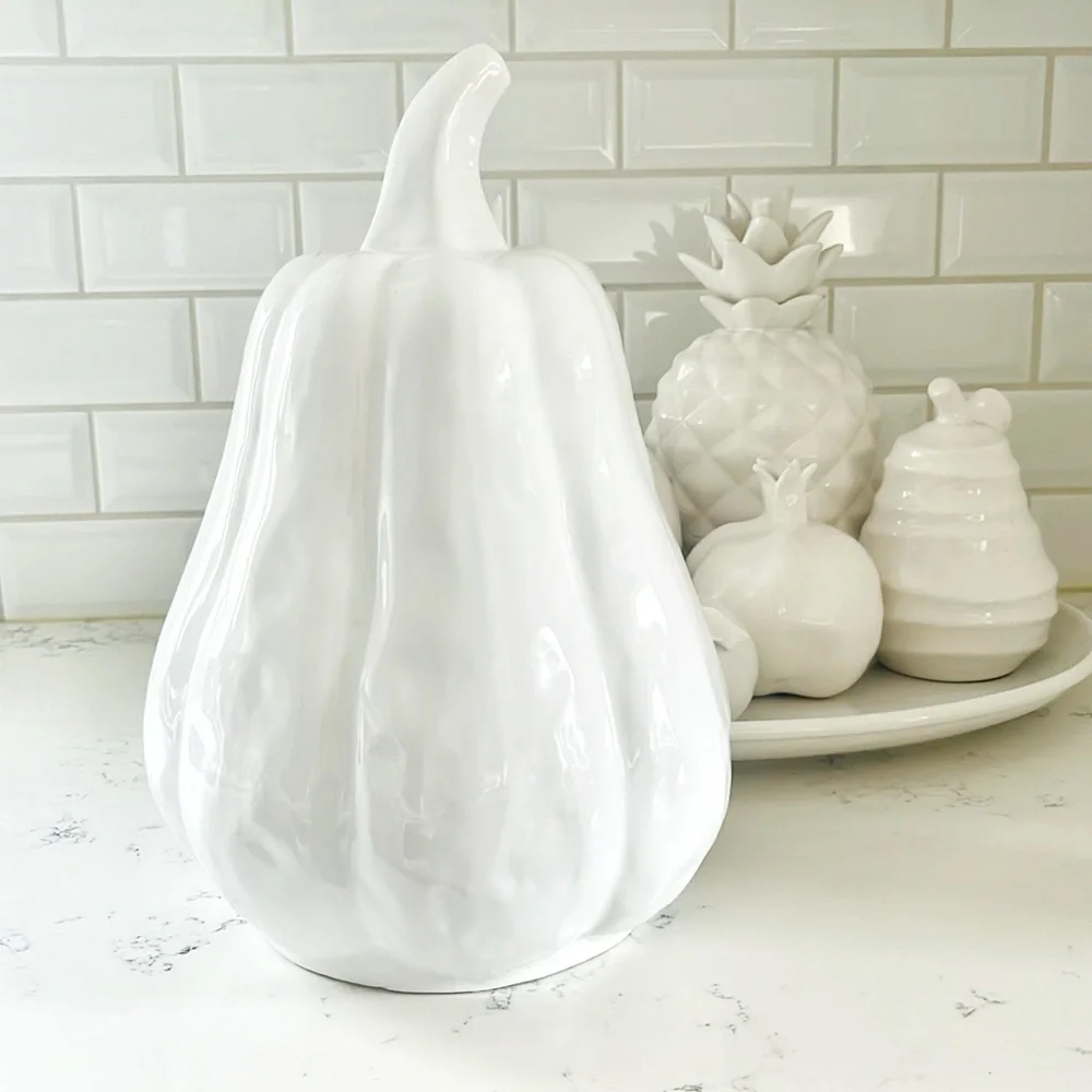 Crate&Barrel XLarge White Ceramic Gourd